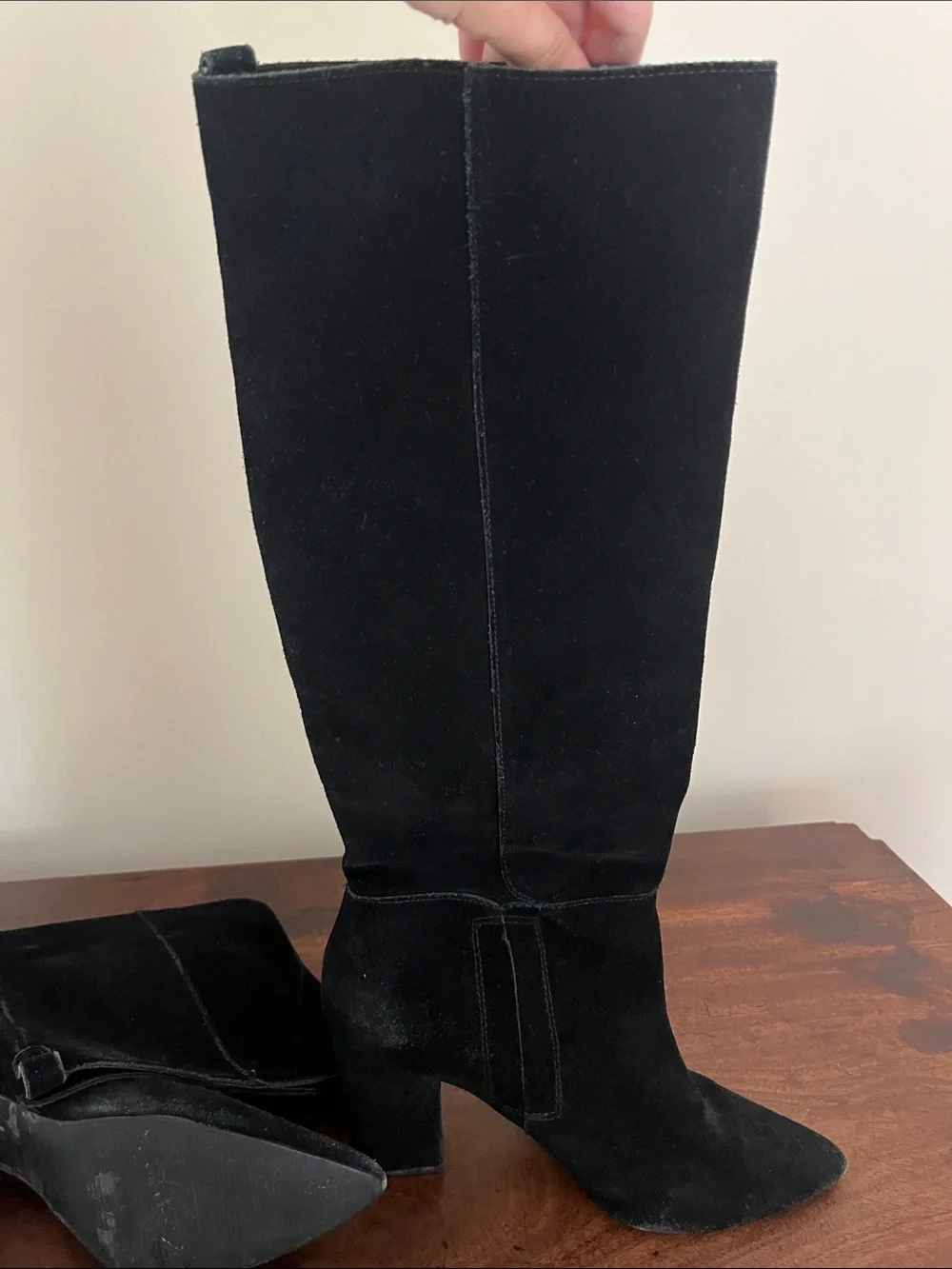 Steve Madden Suede Black Knee-High Boots